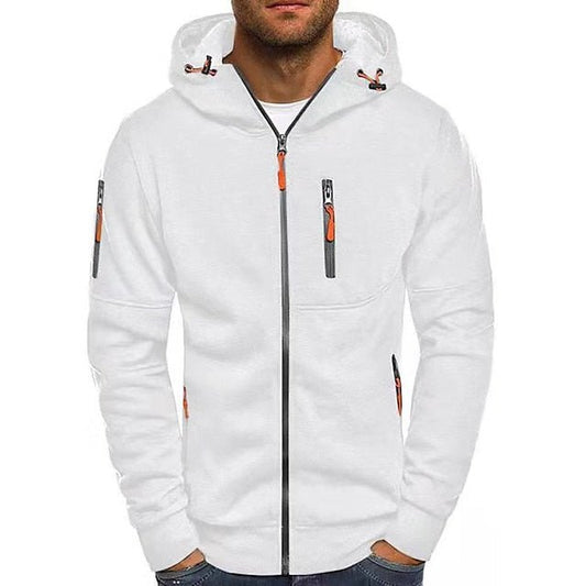 Sudadera con capucha y cremallera de algodón para hombre