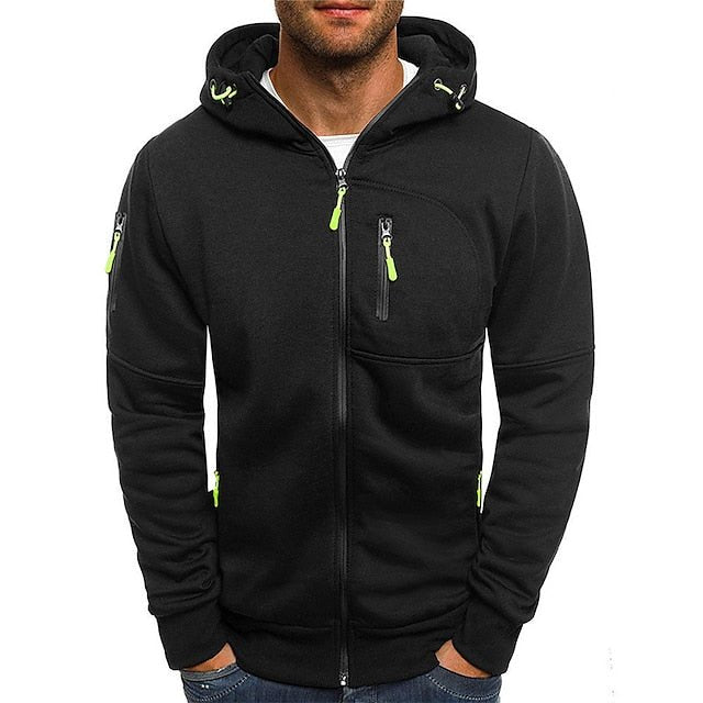 Sudadera con capucha y cremallera de algodón para hombre