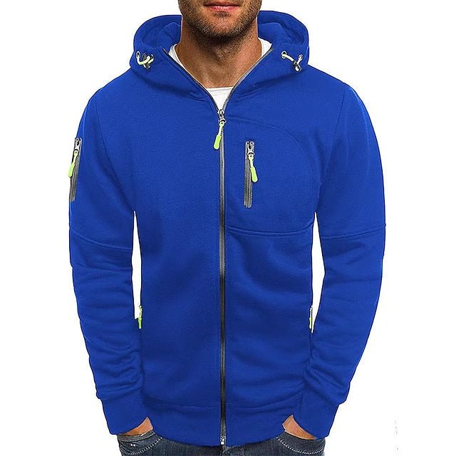 Sudadera con capucha y cremallera de algodón para hombre
