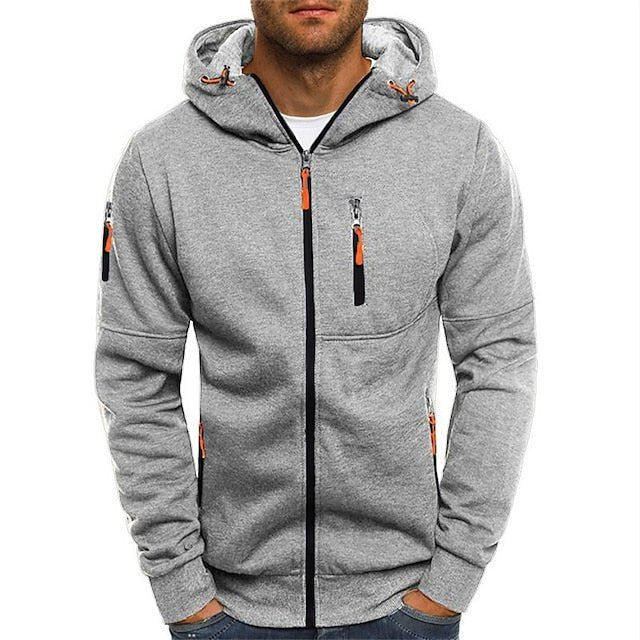 Sudadera con capucha y cremallera de algodón para hombre