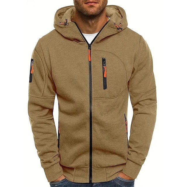 Sudadera con capucha y cremallera de algodón para hombre