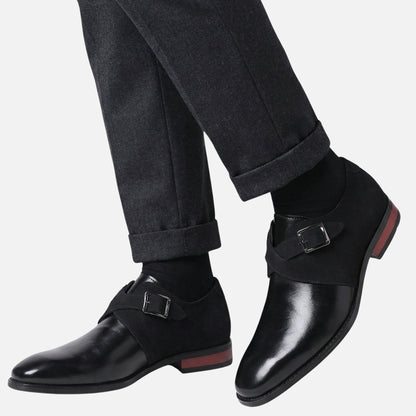 Zapatos monk bicolor de cuero y ante para hombre