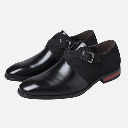 Zapatos monk bicolor de cuero y ante para hombre