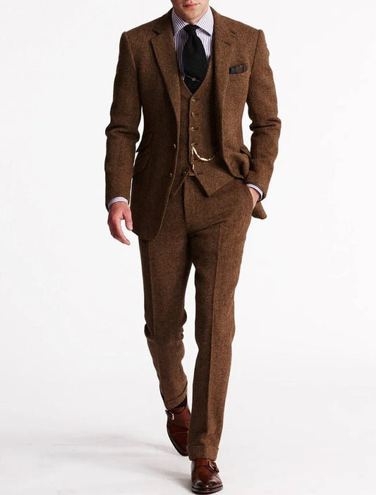 Traje de dos piezas: chaleco y pantalón con solapa texturizada para