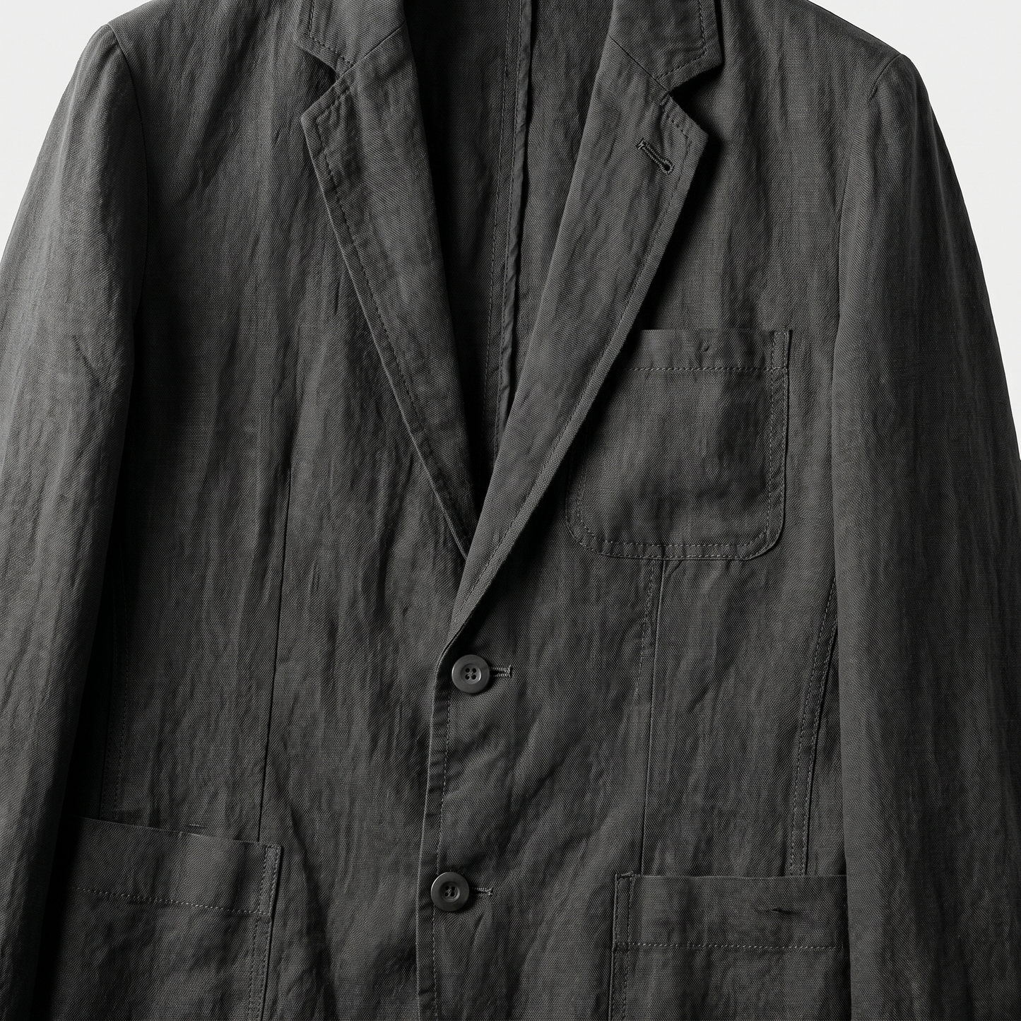 Traje de lino de dos piezas con blazer de solapa y pantalón con cordón para hombre