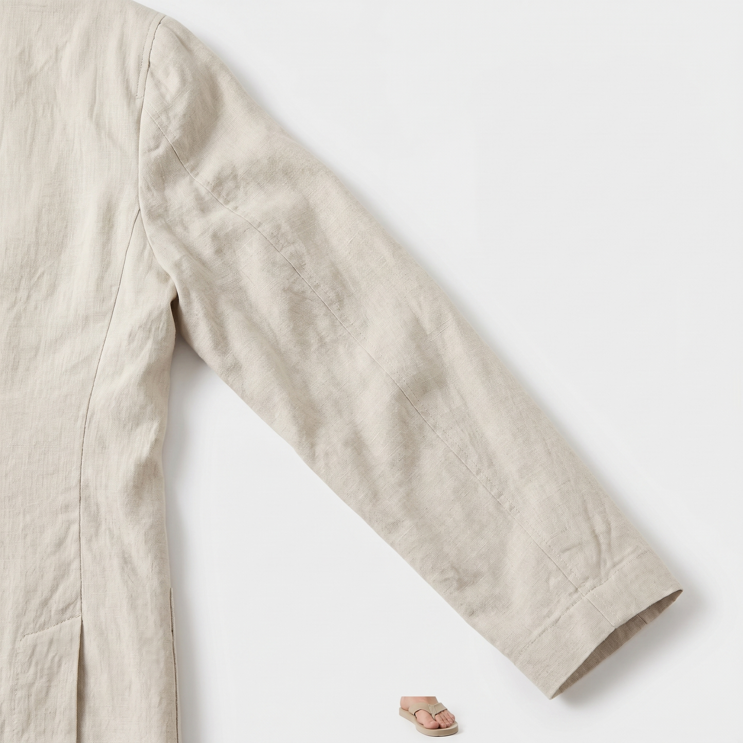 Traje de lino de dos piezas con blazer de solapa y pantalón con cordón para hombre