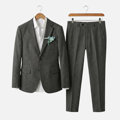 Traje de lino de dos piezas con solapa para hombre