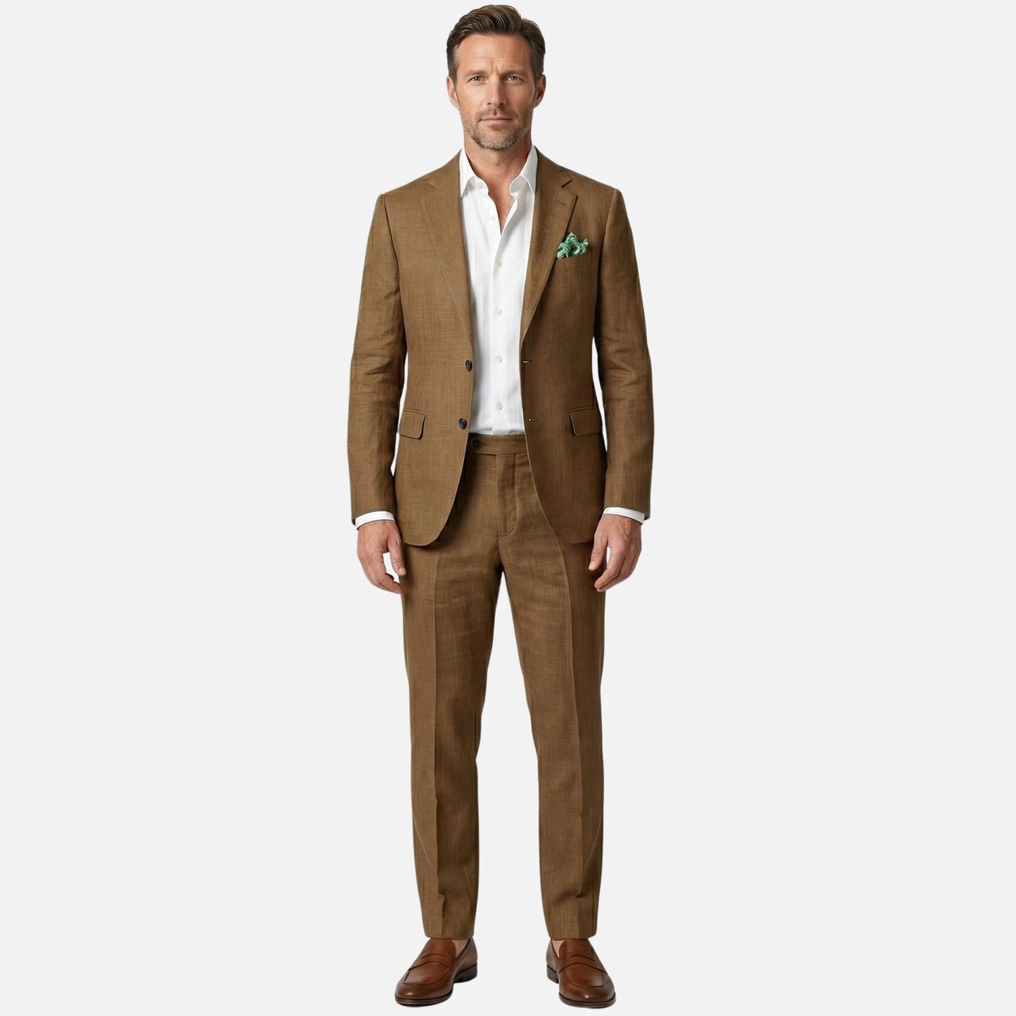 Traje de lino de dos piezas con solapa para hombre