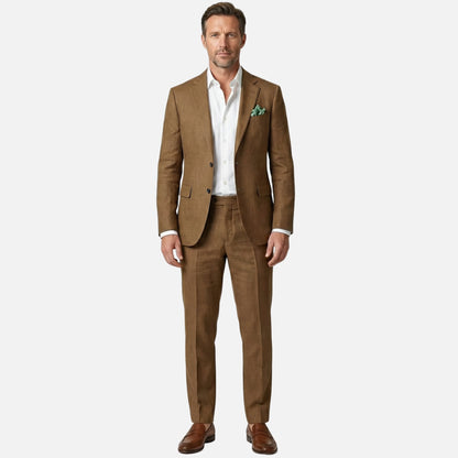 Traje de lino de dos piezas con solapa para hombre