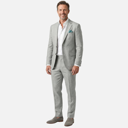Traje de lino de dos piezas con solapa para hombre