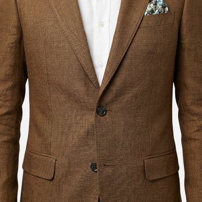 Traje de lino de dos piezas con solapa para hombre