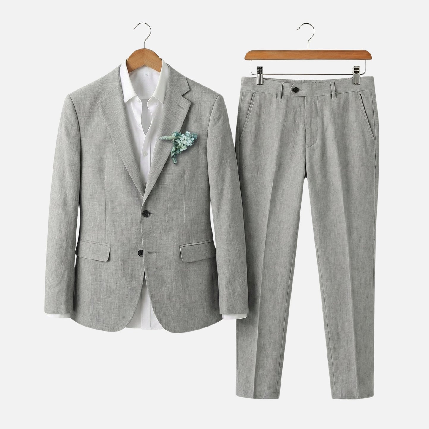 Traje de lino de dos piezas con solapa para hombre