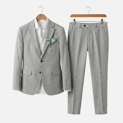 Traje de lino de dos piezas con solapa para hombre