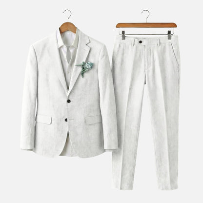 Traje de lino de dos piezas con solapa para hombre