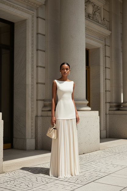 Micaela | Vestido Largo Plisado de Diseño