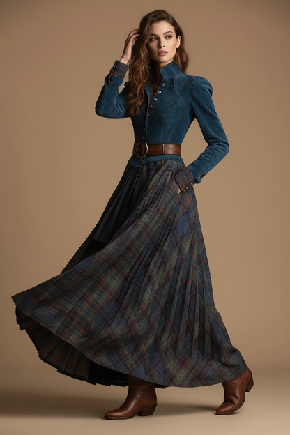SOFIA | Vestido Maxi en Ante Azul