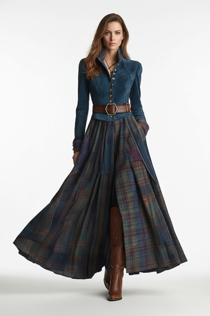 SOFIA | Vestido Maxi en Ante Azul