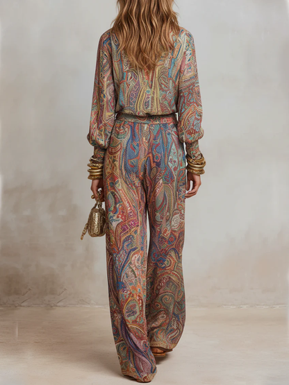 Conjunto Pantalón Ancho Estampado Paisley