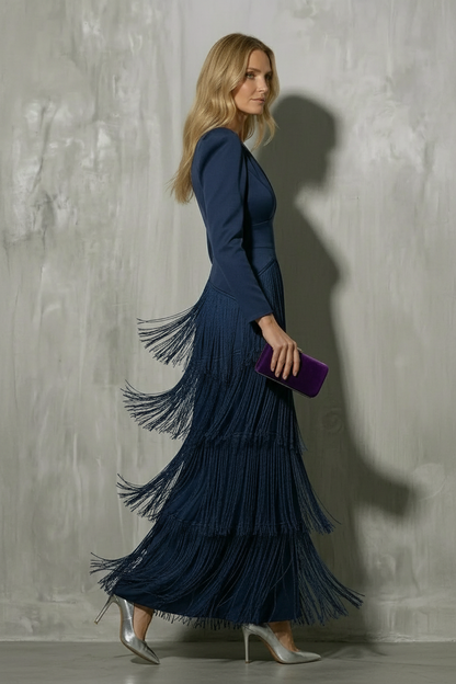Clara | Vestido elegante de flecos con mangas