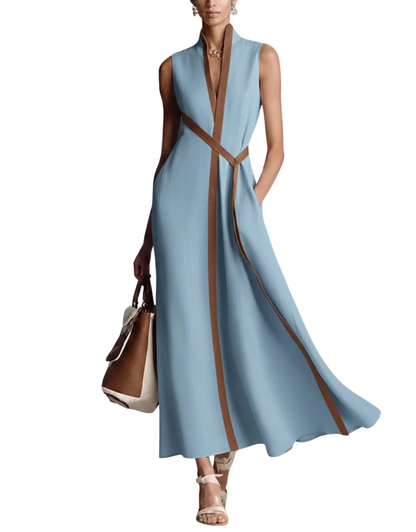 Elena | Vestido Maxi Elegante con Ribete Bicolor