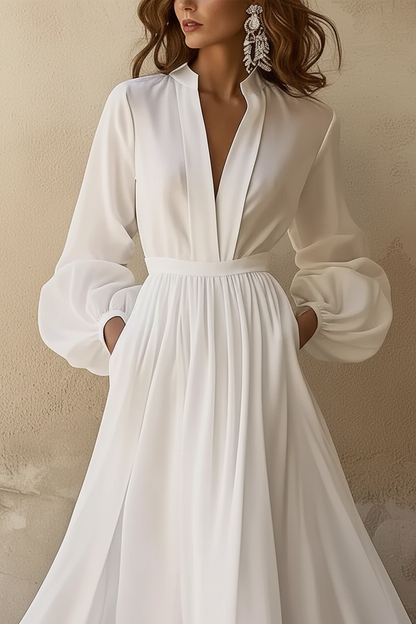 Sofía | Vestido largo blanco con escote en V