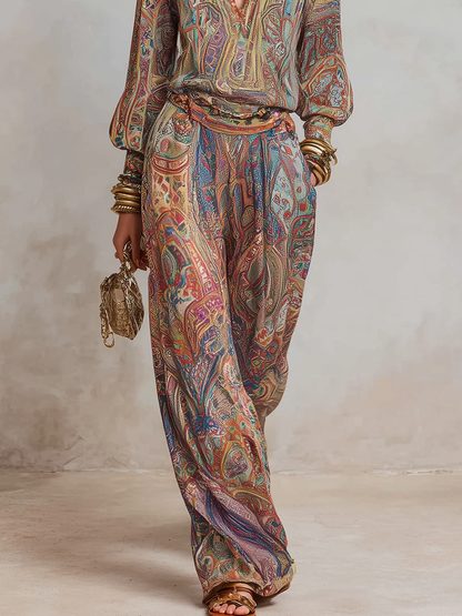 Conjunto Pantalón Ancho Estampado Paisley