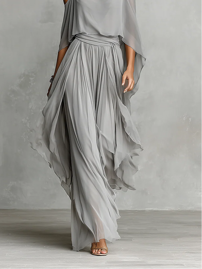 Isabela | Conjunto Fluido Gris con Top de Tirantes y Pantalón Ligero