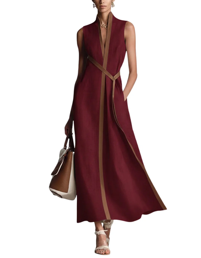 Elena | Vestido Maxi Elegante con Ribete Bicolor