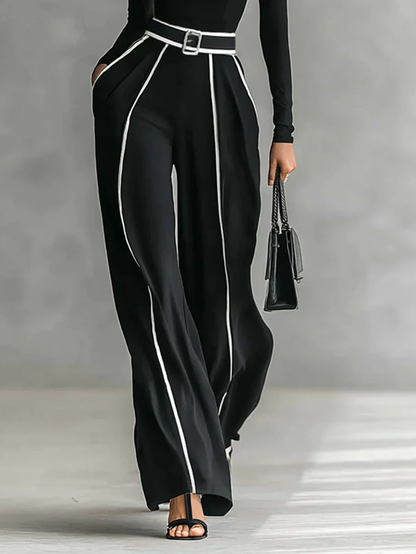 Emma | Conjunto elegante de dos piezas con cuello alto y pantalón ancho