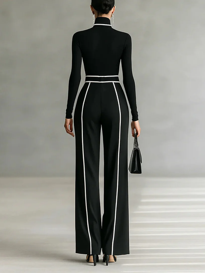 Emma | Conjunto elegante de dos piezas con cuello alto y pantalón ancho