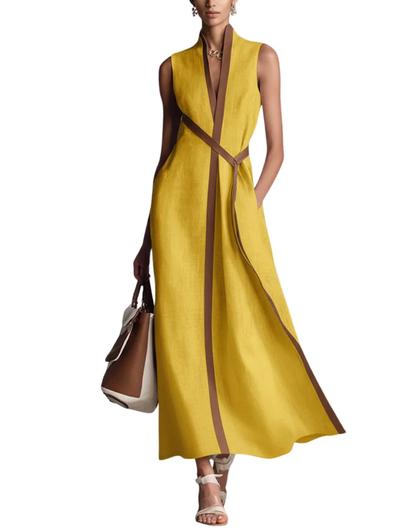 Elena | Vestido Maxi Elegante con Ribete Bicolor