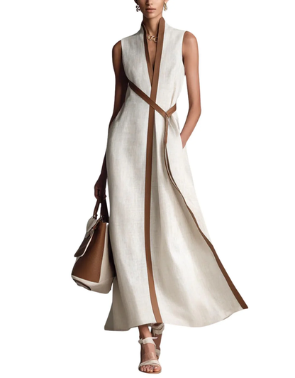 Elena | Vestido Maxi Elegante con Ribete Bicolor