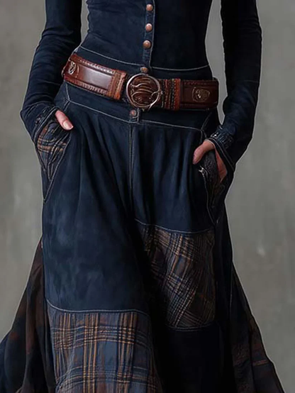 Azucena | Vestido maxi de ante con cinturón