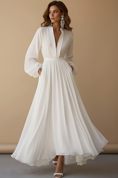 Sofía | Vestido largo blanco con escote en V