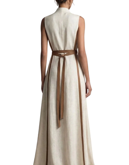 Elena | Vestido Maxi Elegante con Ribete Bicolor