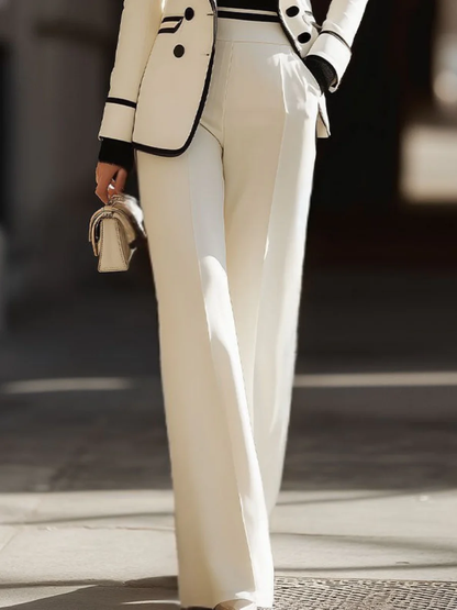 Leticia | Conjunto Elegante Blanco con Ribete Negro - Traje de Dos Piezas