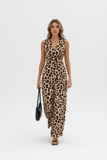 Valentina | Mono largo con estampado leopardo