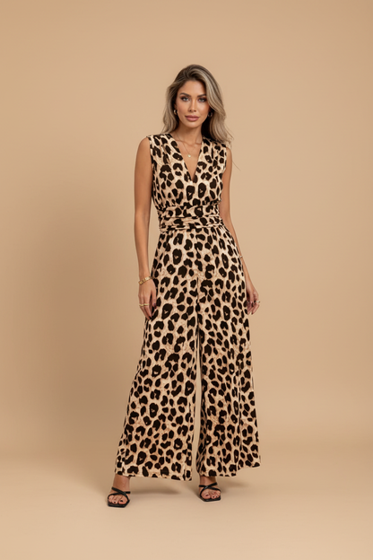 Valentina | Mono largo con estampado leopardo