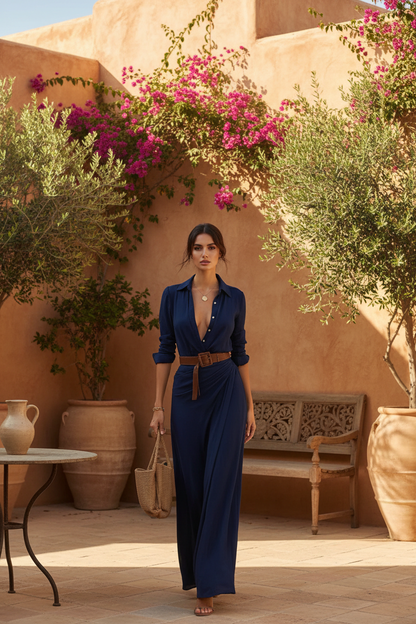 Aitana | Vestido largo con solapas cruzadas