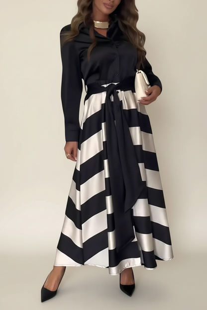 NESSIA | VESTIDO CAMISERO A RAYAS CON CINTURÓN