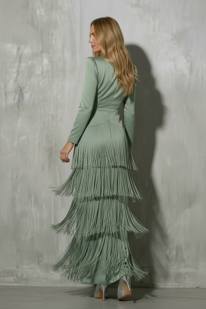 Clara | Vestido elegante de flecos con mangas