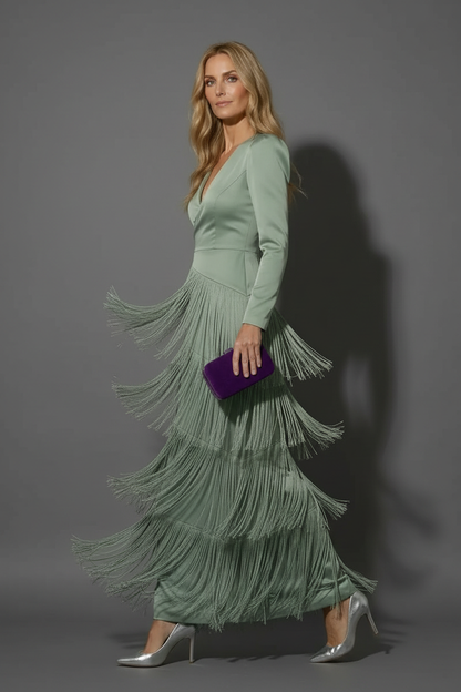 Clara | Vestido elegante de flecos con mangas