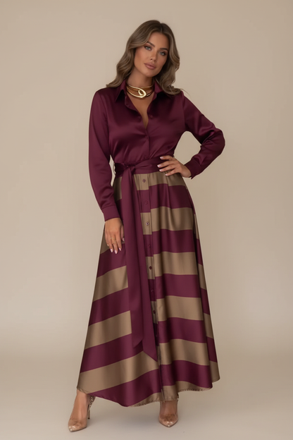 NESSIA | VESTIDO CAMISERO A RAYAS CON CINTURÓN