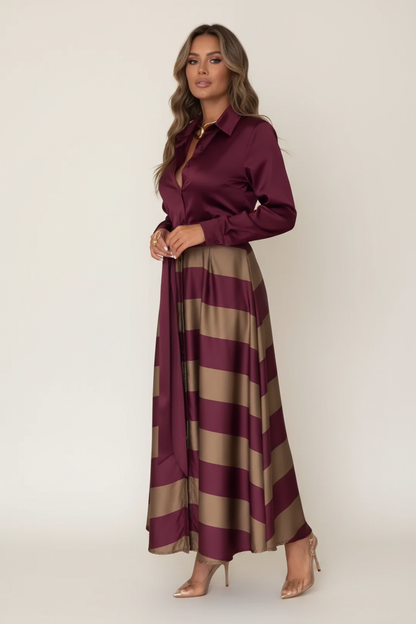 NESSIA | VESTIDO CAMISERO A RAYAS CON CINTURÓN