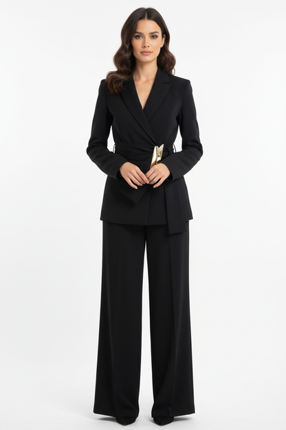 DALILA | Conjunto Elegante de Blazer con Cinturón y Pantalón Palazzo